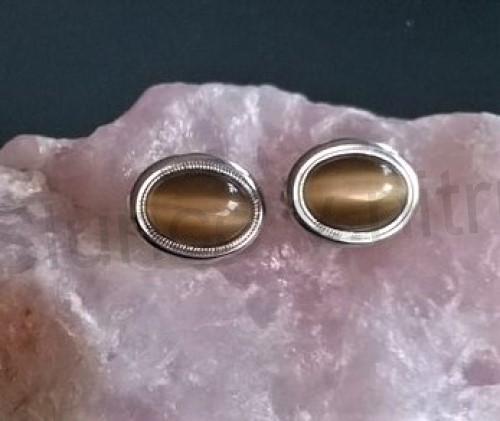 Náušnice klipsy s kočičím okem 15 x 19,2 mm (BB166)