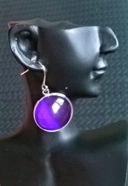 Náušnice z chirurgické oceli a polodrahokam kočičí oko  19,2 x 19,2 mm (BB171)