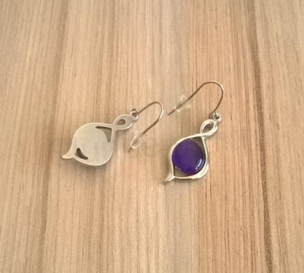 Minerální náušnice z chirurgické oceli s kočičím okem (BB172)