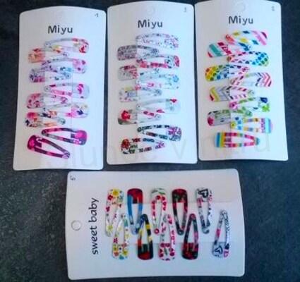 Sponky, sponka do vlasů s potiskem 5 párů číslo 5 (H17)