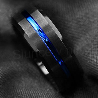 Pánský černý prsten z chirurgické oceli s karbonem (BP264)