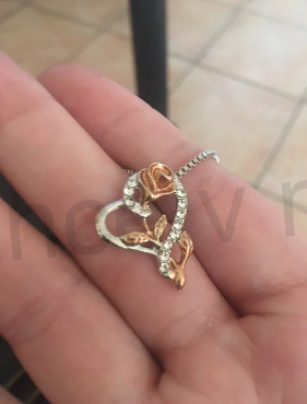 Náhrdelník s přívěškem srdce s růží z chirurgické oceli (BD134)