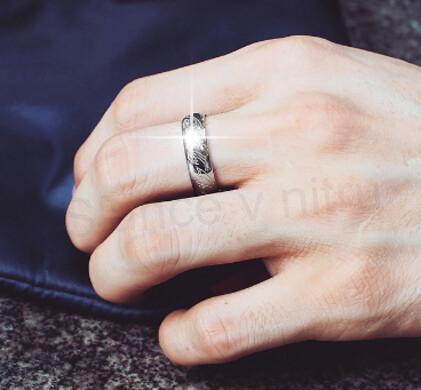 Prsten - Pán prstenů postříbřený z Titan nerez Oceli (BP12)