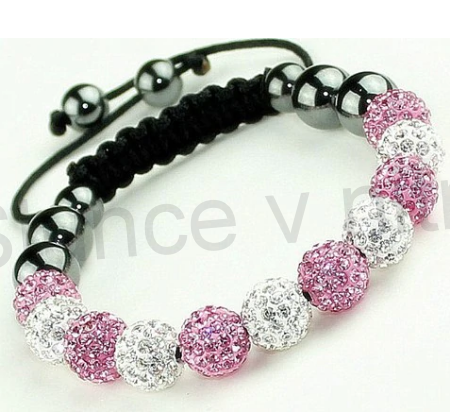 Náramek shamballa s pave korálků Swarovski (BC403)