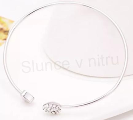 Otevřený pozlacený nastavitelný, otevřený Zirkonový Náramek Dvojité Srdce (BC51)