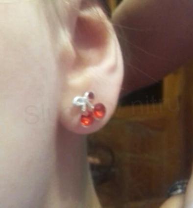 Puzetové náušnice Červené Třešně se zirkony (BB47)