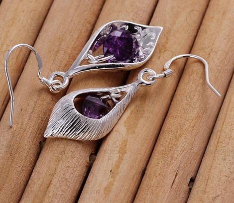 Postříbřené náušnice kapka s modrým zirkonem + dárek zarážky (BE119)