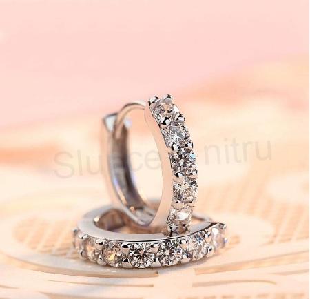 Postříbřené náušnice kruhové se zirkony 13 mm (BE37)