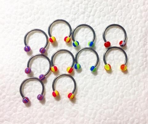 Piercing podkova z chirurgické oceli 10 mm oranžový číslo 9 (BB277)