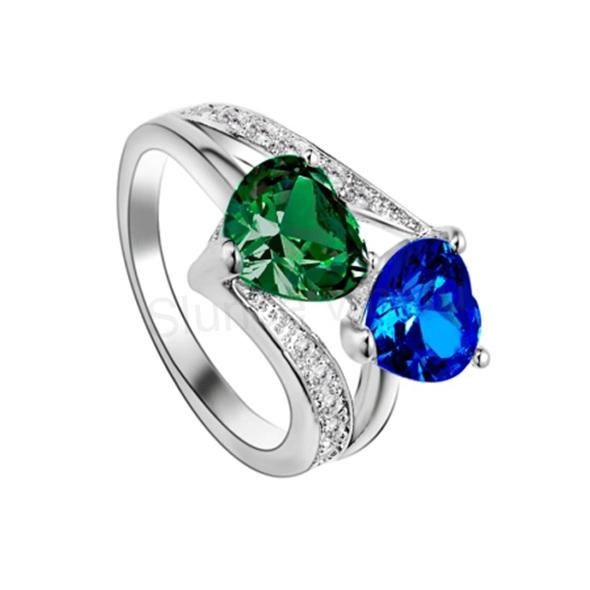 Pokovovaný prsten 2 srdce se zirkony velikost 57 (BP228)