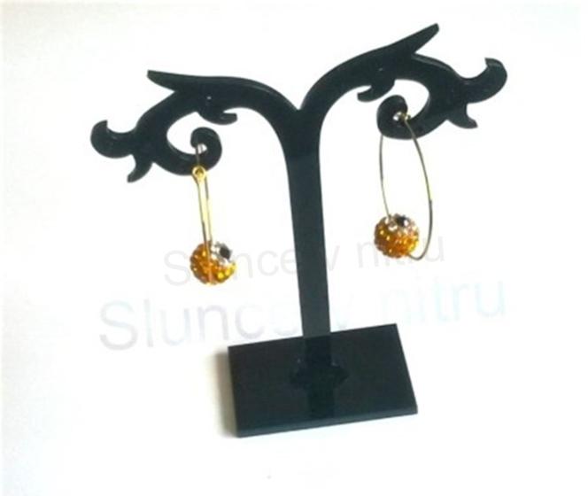 Zlaté náušnice kruhy Swarovski korálek modré (BB481)