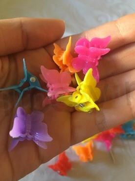 Mini skřipec do vlasů barevný motýlek růžový 17,6 x 18,5 mm (H169)