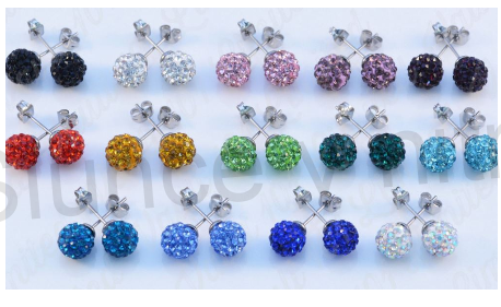 Puzetové náušnice postříbřené s křišťálky CZ bílé (BB289)