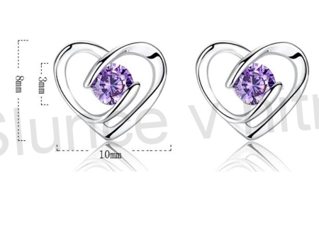 Postříbřené puzetové náušnice ametystové (BE146)