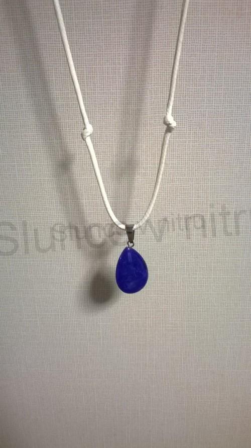 Provázkový náhrdelník přívěšek Lapis lazuli - slza (BD49)