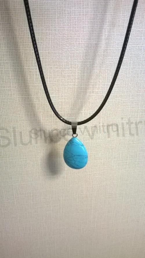 Provázkový náhrdelník přívěsek Tyrkenit - slza (BD51)