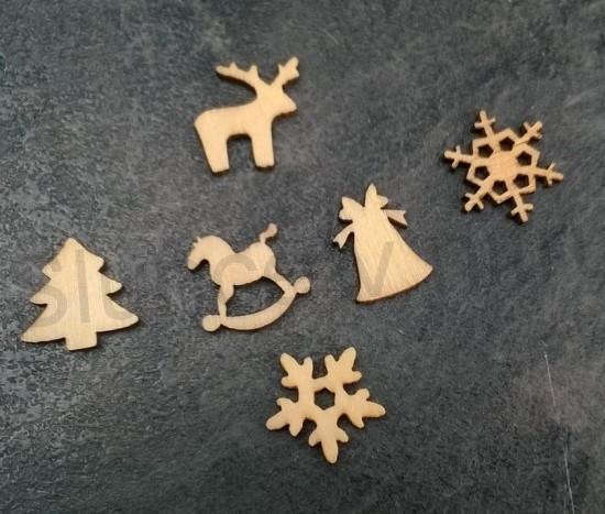 Dřevěné výřezy - ozdoby mix 6 ks (V7)