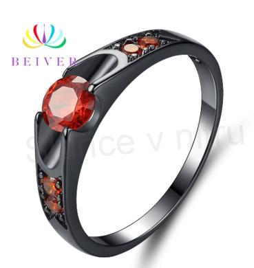 Černý prsten se zirkony CZ 0,5 ct (BP153)