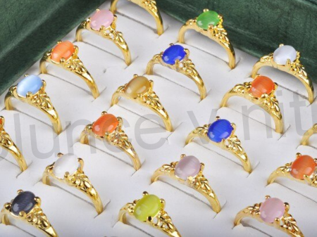 Pozlacený prsten s polodrahokamenem oranžový (BP149)