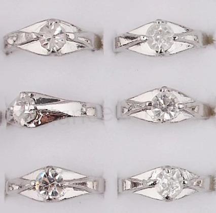 Pokovený prsten s čirým zirkonem velikost 66 (BP154)