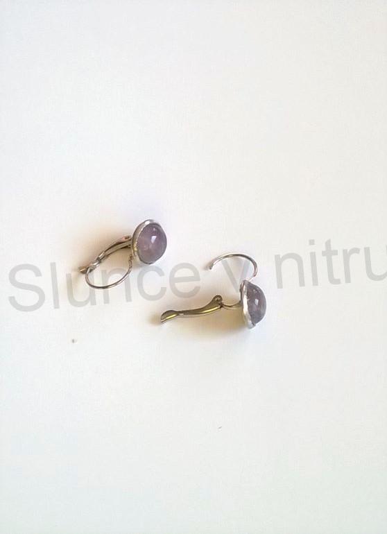 Minerální stříbrné ametystové náušnice 10 x 10 mm (X247)
