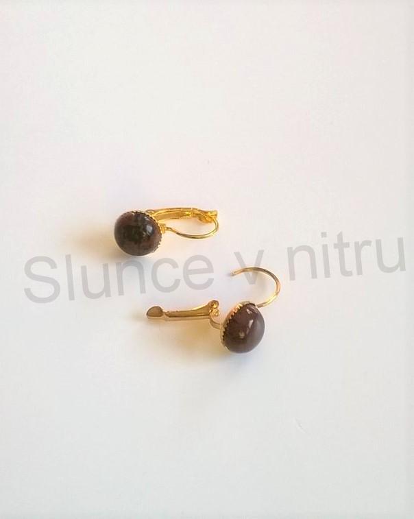 Minerální zlaté jaspisové náušnice 10 x 10 mm (X248)