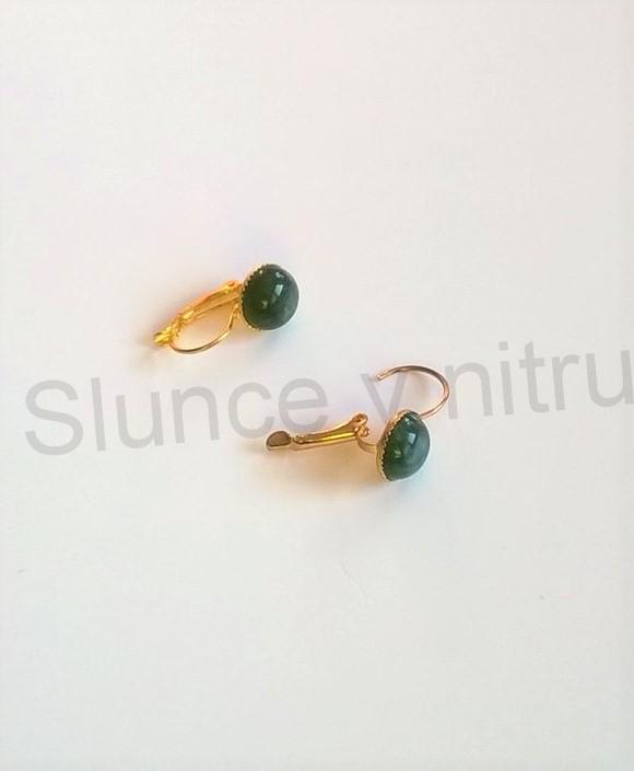 Minerální zlaté achátové náušnice 10 x 10 mm (X249)