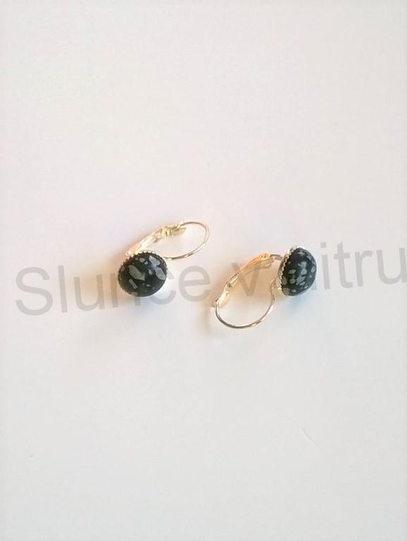 Minerální stříbrné obsidiánové náušnice (X252)