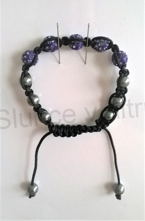 Náramek shamballa s pave korálků Swarovski fialové (BC439)