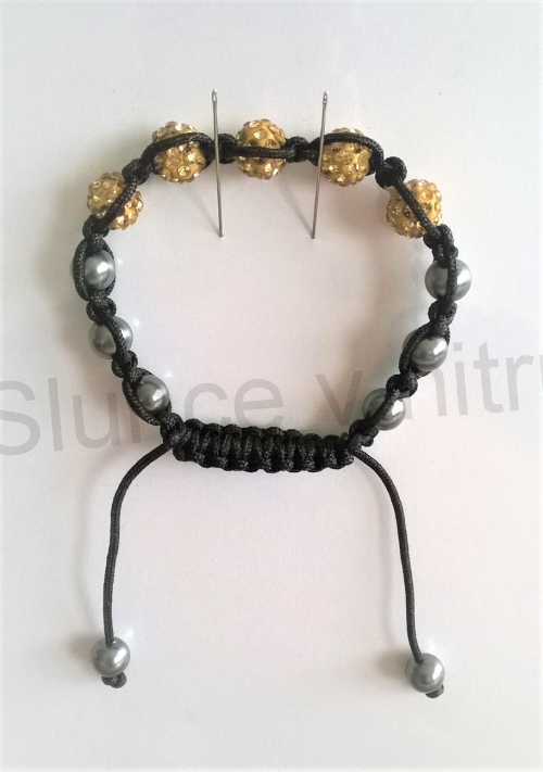 Náramek shamballa s pave korálků Swarovski zlaté (BC440)