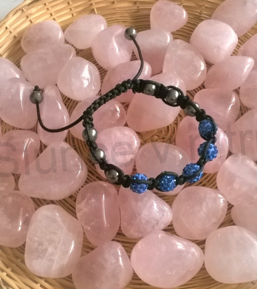 Náramek shamballa s pave korálků Swarovski modré (BC442)