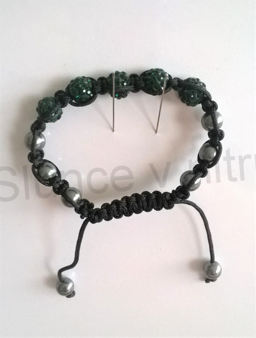 Náramek shamballa s pave korálků Swarovski tmavě zelené (BC443)