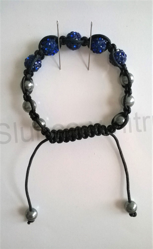 Náramek shamballa s pave korálků Swarovski tmavě modré (BC444)