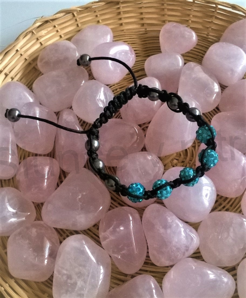 Náramek shamballa s pave korálků Swarovski světle modré (BC445)