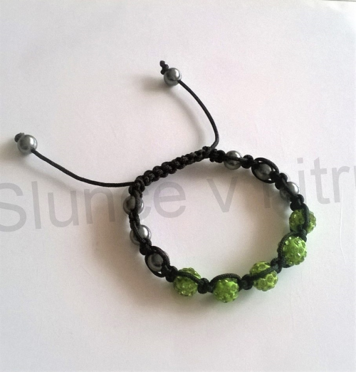 Náramek shamballa s pave korálků Swarovski zelené (BC447)