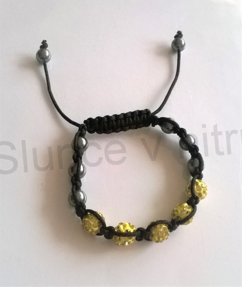 Náramek shamballa s pave korálků Swarovski žluté (BC449)