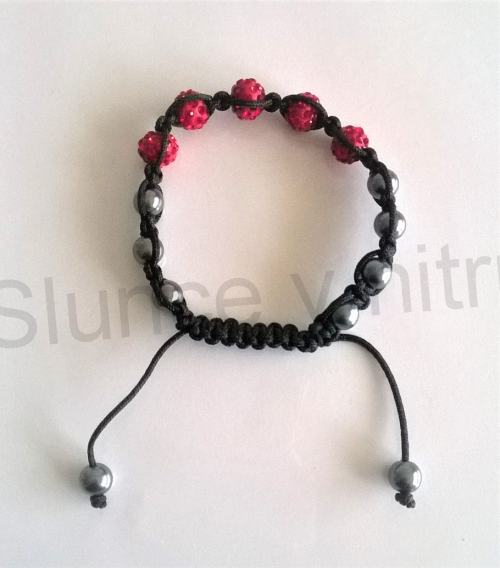 Náramek shamballa s pave korálků Swarovski červené (BC450)