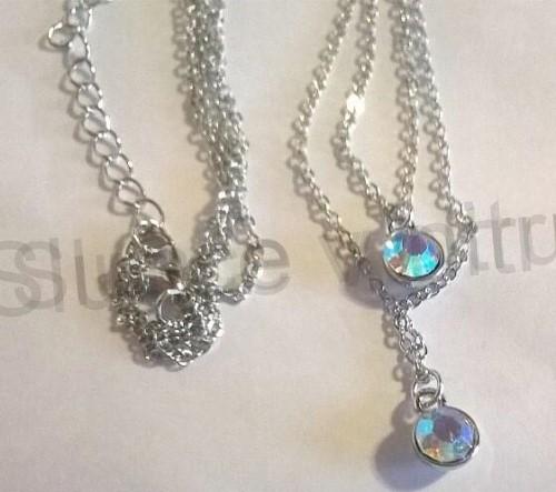 Dvojitý stříbrný náhrdelník se dvěma kamínky (BD230)