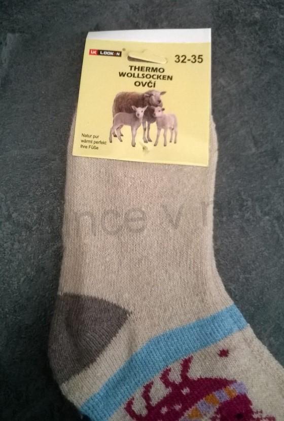 Dětské  ovčí vlněné zdravotní thermo ponožky vel.32 - 35 (K104)