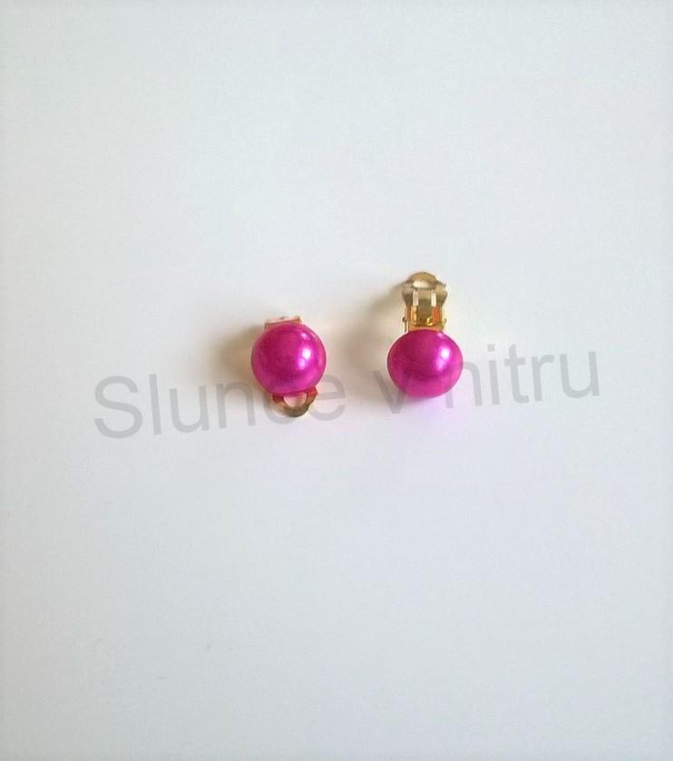 Náušnice klipsy s perleťovou perlou 10 x 20 mm (BB330)