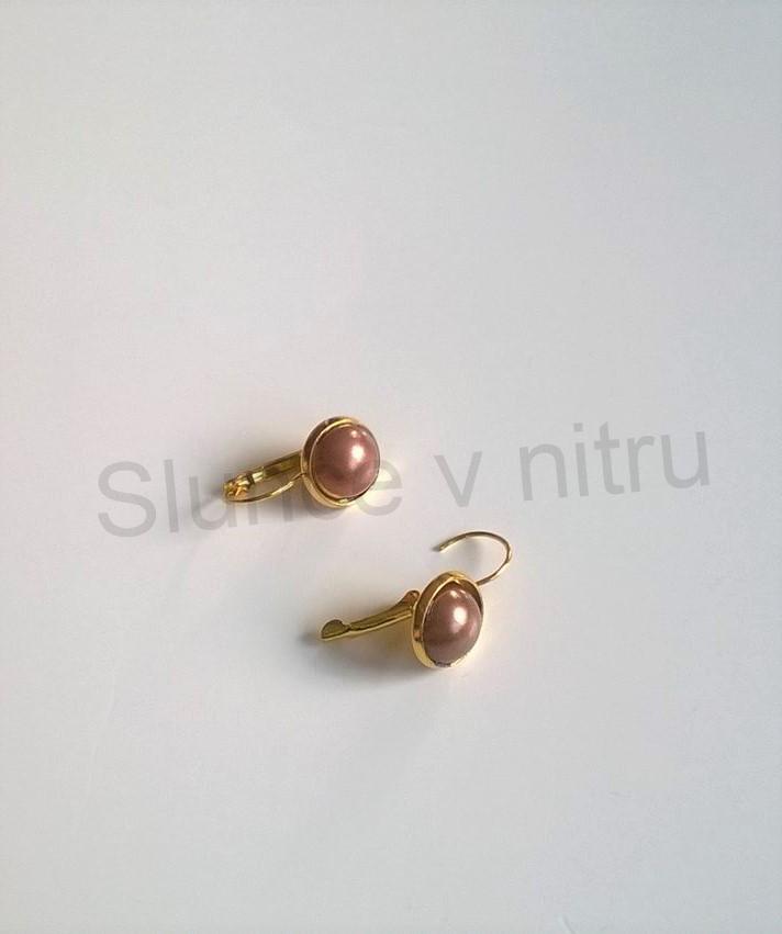 Zlaté náušnice s  perleťovou perlou (BB341)