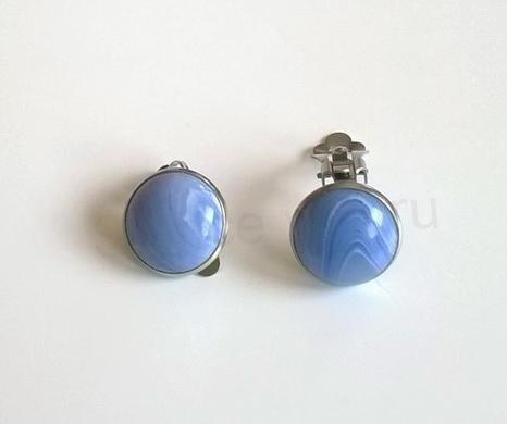 Minerální náušnice klipsy s chalcedonem, kabošon 16 mm – chirurgická ocel (X260)