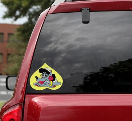 Samolepky na auto wolf well, vlk, jen počkej zajíci (E177)