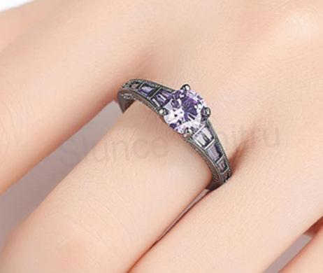 Černý prsten se zirkony CZ 0,5 ct velikost 56 (BP230)