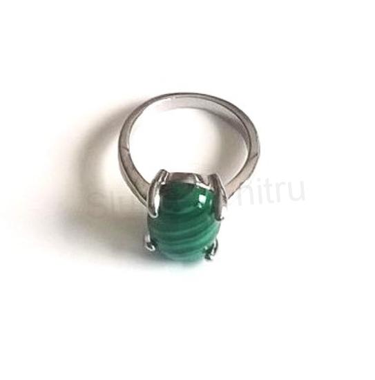 Minerální prsten s malachitem postříbřeno (X273)