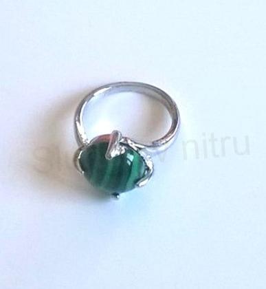 Minerální prsten s malachitem postříbřeno (X277)