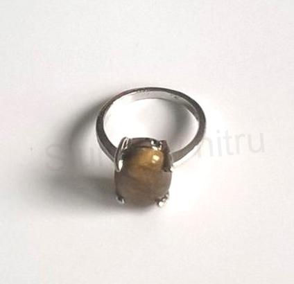 Minerální prsten s tygřím okem postříbřeno  (X284)