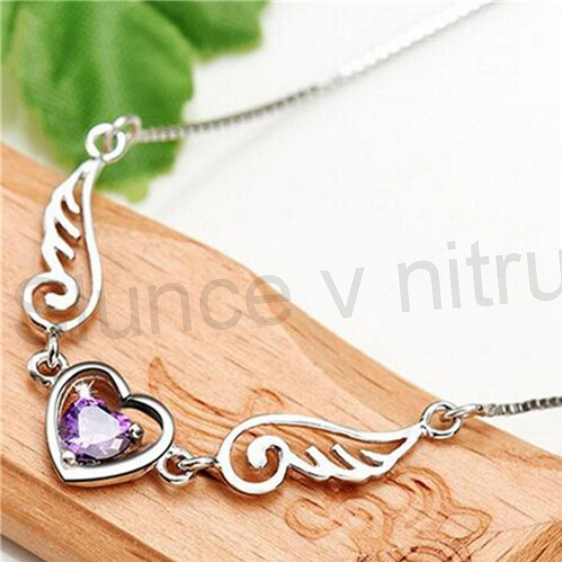 Postříbřený náhrdelník Dream Angel Love Srdce se zirkonem (BD242)