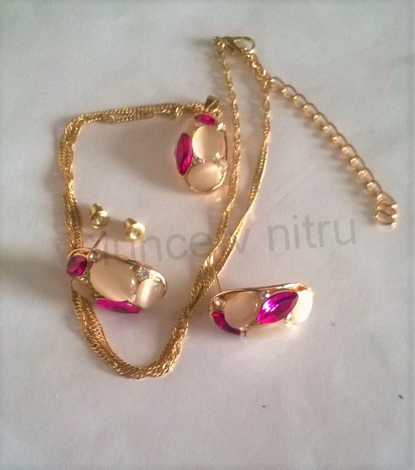 Souprava šperků s rakouským kříšťálem a polodrahokamenem kočičí oko (BS67)