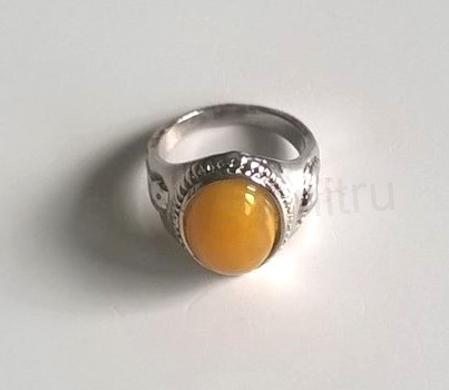 Minerální prsten s Jantarem postříbřeno (X350)